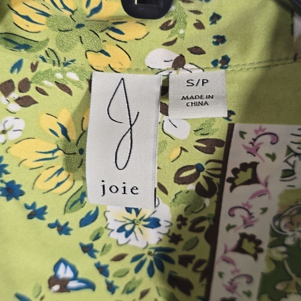 {Joie} Green Floral Popover Blouse Top - Size Small - Picture 14 of 16